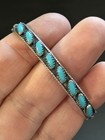 Vintage Native American Sterling Silver 925 Bezel Set Turquouse Cuff Bracelet