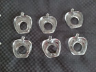 6 Apple Shaped Clear Acrylic lucite Napkin Rings 2 1 4  X 2 5 8  X 3 4  Vtg