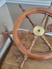 Antique Wood Brass Ship Boat Vintage Nautical 30    Steering Wheel Old Weathered