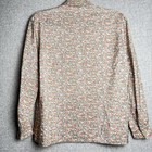 Vintage 70s 80s Ivory Pink Green Floral Handmade Button Down Shirt S medium