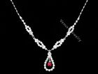 Red Bridal Wedding Prom Bridesmaid Rhinestone Crystal Necklace Earrings Set N283
