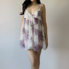 Vintage Victoria   s Secret 1990s White Purple Floral Chiffon Mini Slip Dress  s 