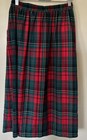 Vintage 100  Wool Tartan Red And Green Knockabout Pleated Maxi Skirt Size 10 Usa