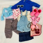 Denim Overalls  Summer Outfit  Blue Coat  Shoes Set For 18  American Girl Doll