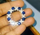 4ct Round Cut Lab Created Blue Sapphire Brooch Pin 14k White Gold Plated Silver