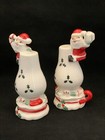 Vintage Japan Christmas Santas On Lanterns Salt   Pepper Shakers Japan 1960 Mcm 