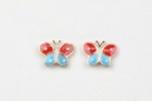 14k Yellow Gold Enamel Butterfly Baby Earrings  Screw Back