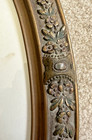 Antique Oval Ornate Wood Frame Convex Bubble Glass 23x17  18x13  Carved Flowers