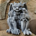 Intricate Resin Gargoyle Statue With Wings   Skull - Outdoor Indoor Garden Decor