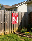 Beware Of Dog Dog Will Bite Metal Warning Sign Outdoor Yard Gate Fence Home Deco