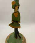 Vintage Art Deco Style Wooden Hat Stand Hand Painted Lady Folk Art 32cm