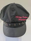 Harley Davidson Black Cadet Style Hat Womens Embroidered Rivets One Size Stretch