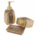 Bathroom Accessories Set Soap Dispenser Toothbrush Holder Tumbler Gold 5pc Luant