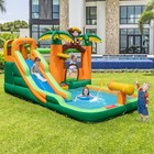 Inflatable Water Slide Park Monkey Bounce House Splash Pool Without Blower