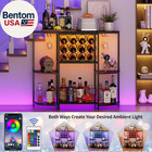 Wine Bar Cabinet With Led Lights  Mini Wine Bar Cart With Storage And Glass Hold