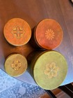 Retro Set Of 4 Metal Kitchen Canisters With Lids Flour Sugar Coffee Tea 1970 s