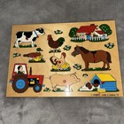 3 Vintage Simplex Wooden Peg Puzzles Made In Holland Vehicles Farm Zoo Animals