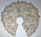 Antique 1900s Ivory Needlepoint Lace Collar Floral Embroidery Brussels Victorian