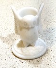 Vintage Mcm Westmoreland Opalescent Baby Owl White Milk Glass Toothpick Holder