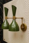 Pair Of  Italian Stilnovo Diabolo Brass Wall Sconce Pair Mid Century Modern Lamp