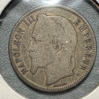 1866 France 1 Franc Silver Coin - Good Condition