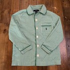 Polo Ralph Lauren Boys Pajama Set Size 7 Green Gingham 2 Piece Button Up
