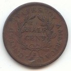 1805 Draped Bust Half Cent  Small 5  No Stems  Vg Details  Scarce
