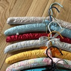 Wooden Yarn Silk Covered Hangers Knitted Padded Wire Mixed Lot Of 14 Vintage