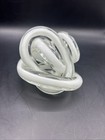 Vintage Murano Decor Art Glass White Twisted Rope Knot Hand Pulled Ribbed