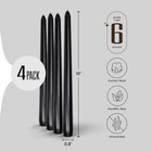 Leor   Lair Black Taper Candles  4 Pack  10  X 0 8  