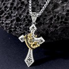 Crown Cross Stainless Steel Necklace Retro Crucifix Thorns Pendant Chain Diadem