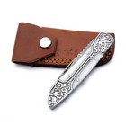 Damascus Handmade Folding Knife Pocket Knife Camping Hunting Knife With Pouch