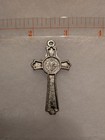 Vintage St  Benedict Rosary Crucifix Cross 2  Silver Tone Italy Medal Inri 