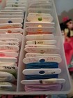 Dmc Embroidery Floss Lot Of 130 On Bobbins In Plastic Box Some Used No Doubles 