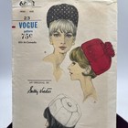 1960s Vogue  6432 Ladies Designer  sally Victor  Hat Pattern  23  Not A Copy Vtg