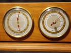 Taylor Stormoguide Weather Station Barometer Thermometer Hygrometer Wood   Brass