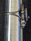 Vintage Native American Sterling Silver Mother Of Pearl Feather Ring Signed Lb