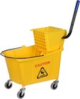 New 35qt Commercial Mop Bucket On Wheels Side-press Wringer Heavy Duty Yellow
