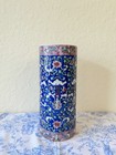 Chinese Famille Rose Longevity Porcelain Vase     Cobalt Blue Floral Cylinder 