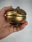 Antique Burmese Burma Real Gold   Black Finish Lacquer Bird Shape Box Betel Nut