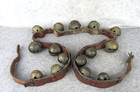 Antique Christmas 15 Graduated Brass Horse Winter Sleigh Bells W Leather Strap
