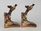 Pheasant Bird Taking Off Flying Cast Metal Bookends Set Pmc 408 Philadelphia Mfg