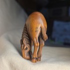 Wood Carving Netsuke Horse Chinese Zodiac Signed Jiro Antique Style