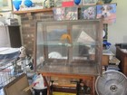 Antique Display Case Showcase Wood And Glass 2 Doors On Back