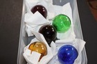Set Of 5 Antique Japanese Glass Fishing Net Float Buoy 3  Hand Blown Glass Balls