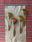 Vintage A  Michelsen Sterling Silver Gold Plated Enamel Set Of 6 Spoons
