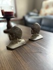 1900   s Vintage Cast Iron Native American Indian Chief Head Bookend