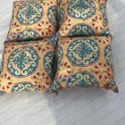 4 Square Decorative Throw Pillows Beige Blue Red 12 X 12 In Hand Made