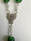 Vintage Oversized Irish Celtic Rosary Kelly  Glass Glass Beads  Celtic Cross 24 