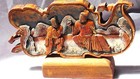 Antique 19c Chinese Wood Carved Painted Carved Pierced Temple Scholarselement